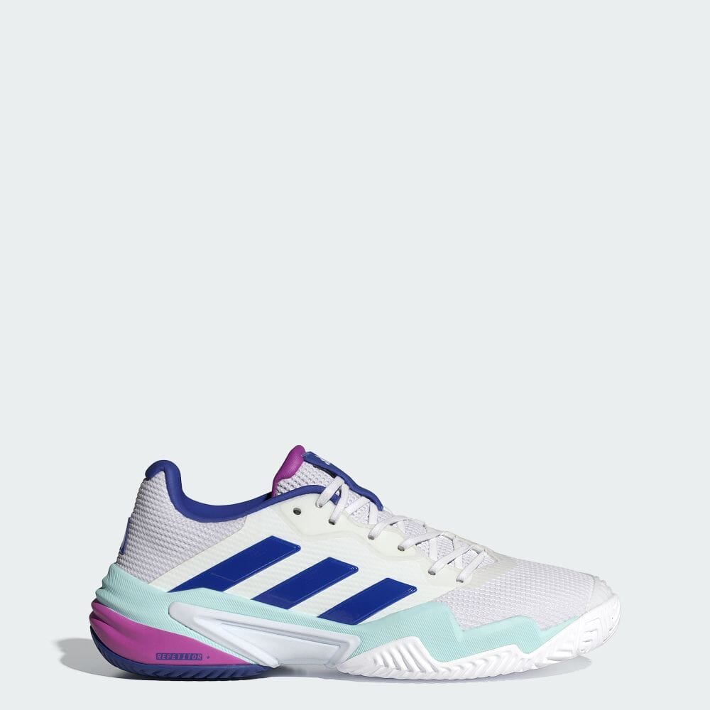 adidas BARRICADE 13 TENNIS Обувь Белая обувь и обувь Спортивная обувь МУЖСКАЯ Barricades IF9129 Обувь Белая / Ярко-голубая / Полупрозрачная аквамариновая