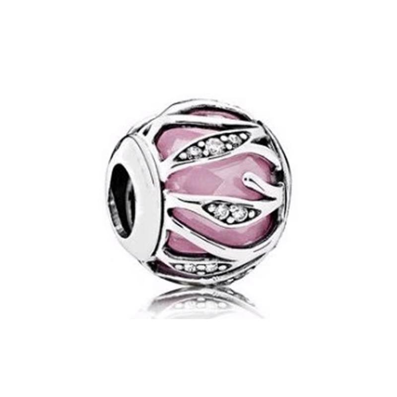NEW DIY Pink Rose in Bloom Charm Bead Fit Silver Bracelet Jewelry for Family Tree Honor Of Kings Fans