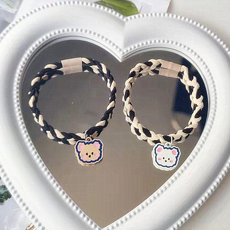 Original Two-Color Braided Little Bear Couple Bracelets & Hair Ties - Korean Version