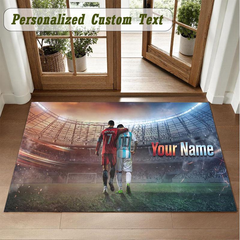 Crystal Velvet Square Rug Custom NameCristiano Ronaldo Pattern Non Slip Home Floor Decor Rug
