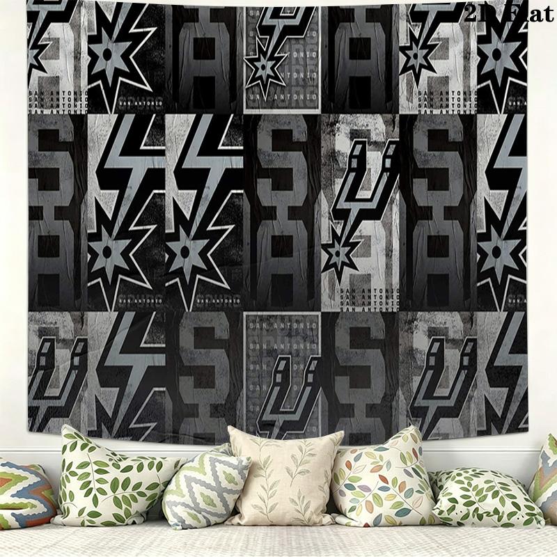 SA Spurs Wall Tapestry Aesthetic Wall Hanging Printed Fabric Blanket Decorative Tapestries for Bedroom Living Room Home Decor