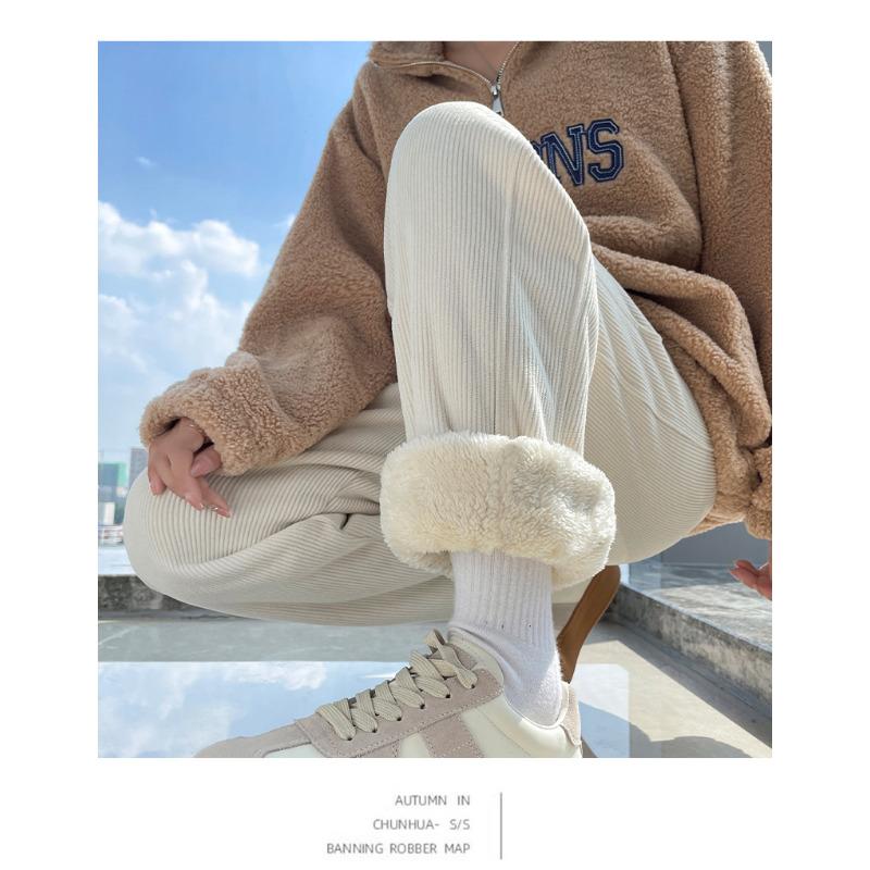 Спортивные штаны из овечьей шерсти и флиса, женские повседневные осенне-зимние, новые универсальные термоштаны, утолщенные брюки-харлан