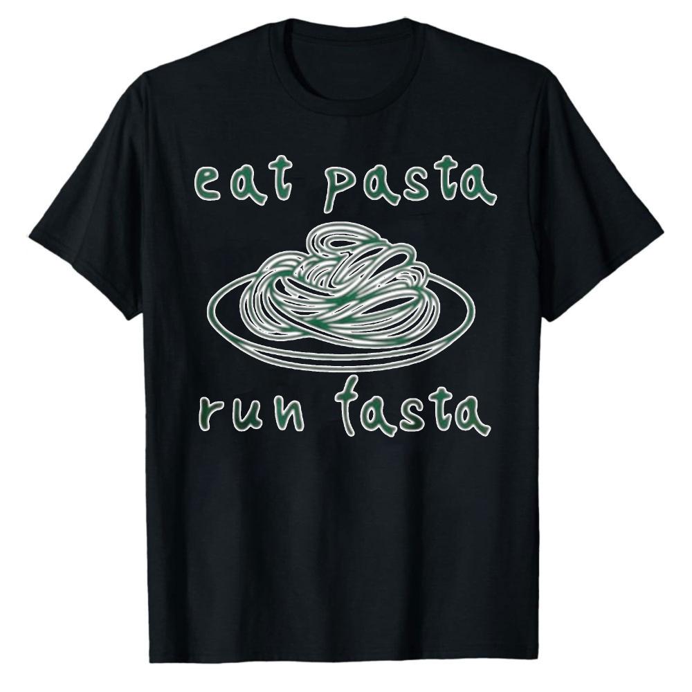Funny Italian Foodie Graphic Cotton Tee Spaghetti Running Joke Shirt for Unisex Women Graphic T Shirts Unisex Clothing Harajuku Tops