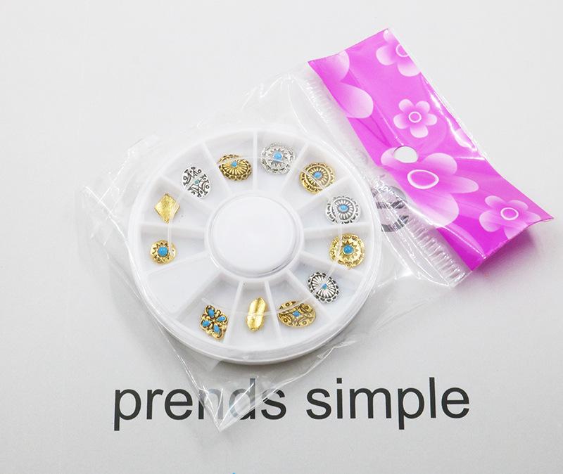 12 шт./колесо винтажные украшения из сплава для ногтей, черный, белый, серебряный сплав, украшение для ногтей