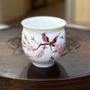 Ceramic tea set heat-insulated and scald-proof white teacup with peach blossom accents