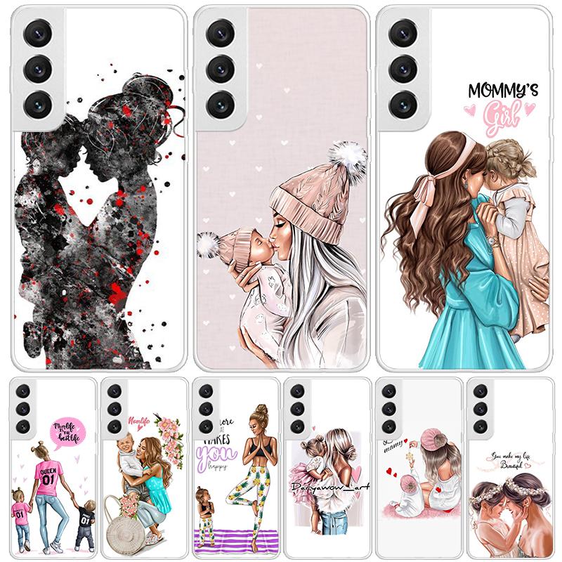 Mom Baby Girls Case Phone Cover for Samsung Galaxy S24 S25 Ultra S23 Plus S22 + S21 S20 FE S10 S25Plus Trend Fundas S24 Ultra S2