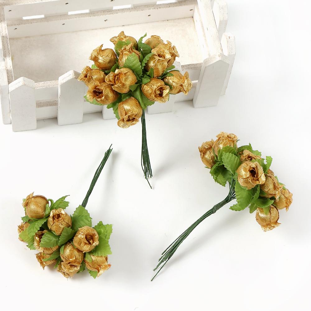 12 шт./лот Мини Искусственные Розы Букет Шелковые Искусственные Цветы Для Домашнего Декора Свадебного Украшения Крафт Венок Подарочные Аксессуары