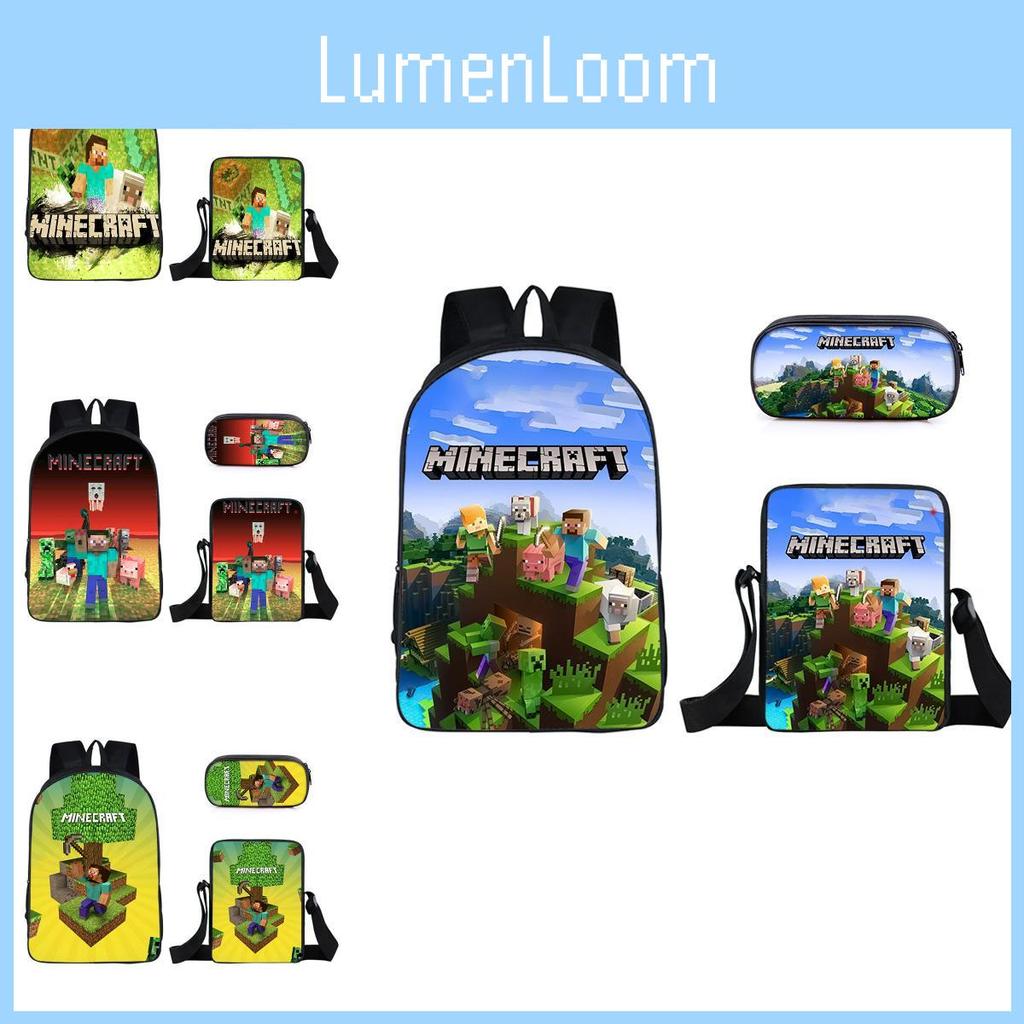 Minecraft Cartoon Game Character Printed Children Large Backpack Capacity
