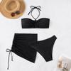 3 шт. бикини костюм бежевого цвета сексуальный свисающий вырез купальник женский боковой завязкой юбка женский пляжный костюм