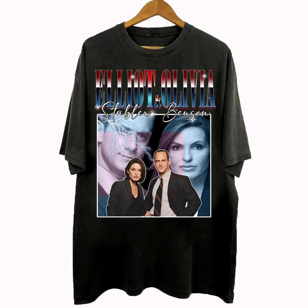 Elliot Stabler and Olivia Benson Printed Womens Tshirt SpringSummer Fashion Trend Pure Cotton Top Neutral Short Sleeve Tshirt