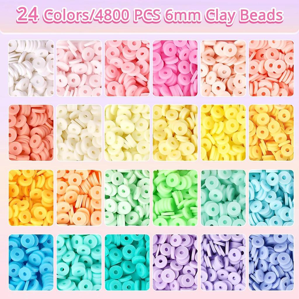 5700 Pieces Of Soft Pottery Clay Beads Diy Set, For Friendship Bracelet Necklace Making Accessories