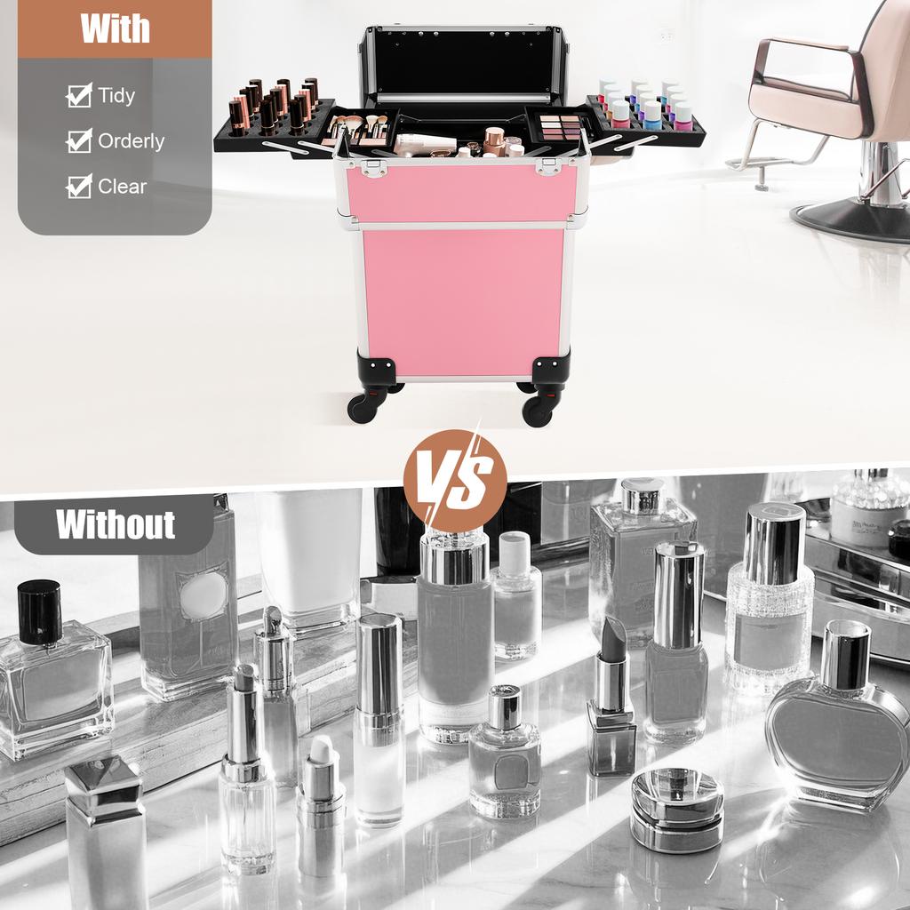 Профессиональный кейс-тележка для макияжа большой вместимости со съемными колесами для визажистов, мастеров маникюра, для путешествий