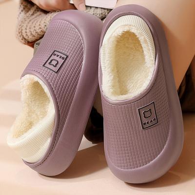 Модные женские тапочки Shevalues на зиму с плюшевой подкладкой, мягкой подошвой, хлопковые туфли, водонепроницаемые уличные шлепанцы, нескользящие легкие женские тапочки