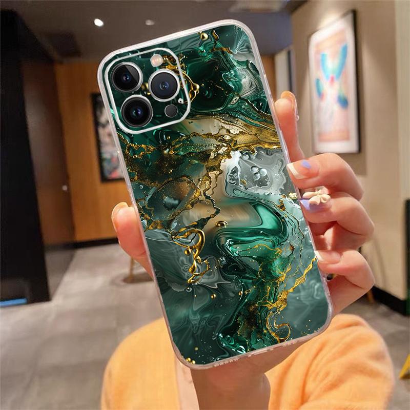 Чехол для телефона Carcasa Funda Для iPhone 16 15 13 14 11 12 Pro Max 16 14 12 13 Pro 15 Plus 16E Мраморный чехол