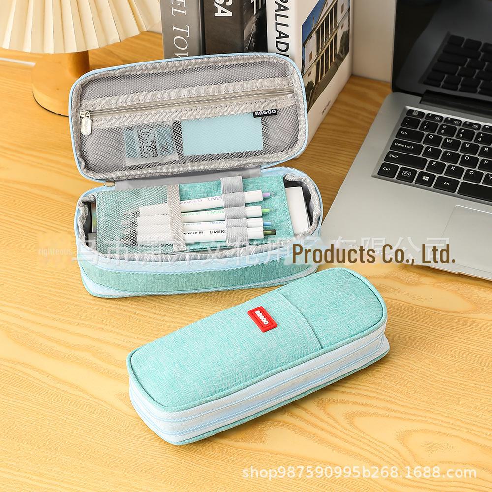 Выдвижной двухслойный пенал Macaron: Большая вместимость, однотонный цвет, для учеников младших и старших классов.