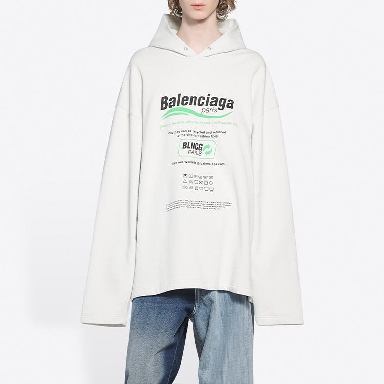 Balenciaga Толстовка Свободный крой Мужская Белый 662424TKVF89085