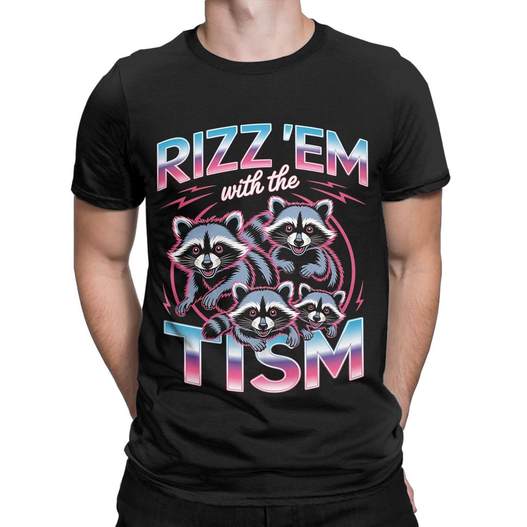 aAutism Rizz Em With The Tism Autistic Racoon Graphic 100 Cotton TShirt aAutism Racoon Tees Tops For Unisex