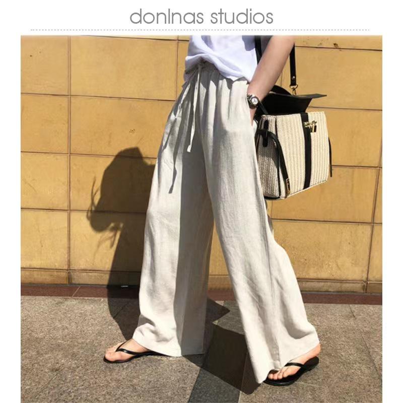 2024 Summer Women's Retro Pure Linen High-Waist A-Line Midi Skirt