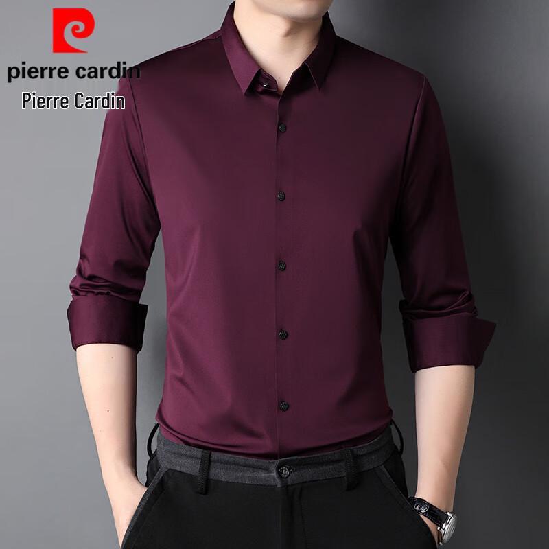 Pierre Cardin Мужская деловая рубашка с длинным рукавом, не мнущаяся