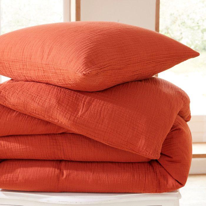 Complete 3-piece "Noah" Cotton Gauze 140 X 200 for Single Bed - Noah Terracotta