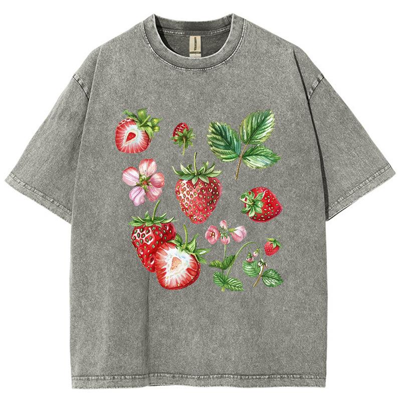 Printed Strawberry Half Sleeve Women Summer T-Shirt Loose Sh