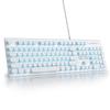 Wired Quiet Membrane Keyboard, Full-Size 104-Key Retro Punk Typewriter White LED Backlit, USB Ultra-Slim Gaming Keyboard with ABS Round Keycaps for