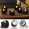 New 12Pcs Flameless Black LED Electronic Candles Light Battery Operated Yellow Light For Halloween Xmas Wedding Party Decoration