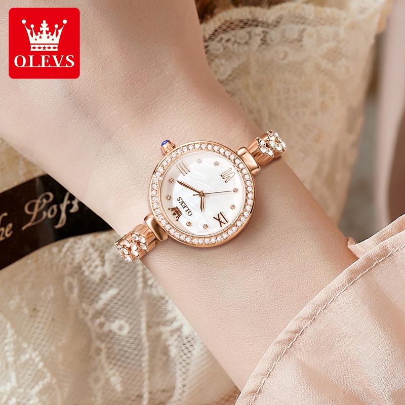 Full Circle Diamond Inlaid Quartz Watch for Women, Light Luxury Waterproof Watch, Valentine's Day Gift Watch