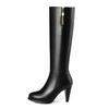 Women's High-heeled Boots Autumn and Winter New Style European and American Style Slim Heel Solid Color Plus Size Mid Length Boots