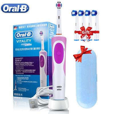 Электрическая зубная щетка Oral B D12 Vitality, перезаряжаемая 2D вращающаяся сменная насадка для глубокой очистки, гигиеническая электронная зубная щетка