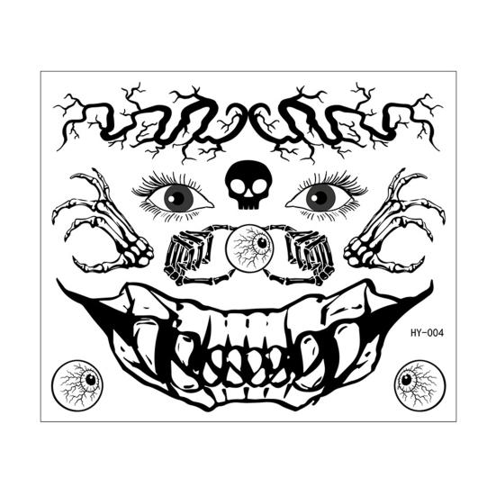 Наклейка на лицо с татуировками на Хэллоуин, светящаяся в темноте 3D-набор для макияжа ведьмы-зомби, водонепроницаемые съемные временные наклейки для татуировки ко Дню мертвых