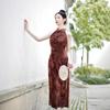 1011 summer and autumn new Chinese neck cheongsam new medium and long dress wedding ceremony slim performance generation