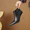 Мода 2025 Зима Новые Модные Ботильоны Женские Ботинки Остроносые Ботинки для Женщин Обувь из Натуральной Кожи Zapatos De Mujer Высокие Каблуки