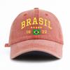 1 шт. Стильная washed бейсболка BRASIL для взрослых, минималистичный ретро-стиль, повседневная, мягкая, регулируемая, кепка для папы, идеальна в качестве подарка