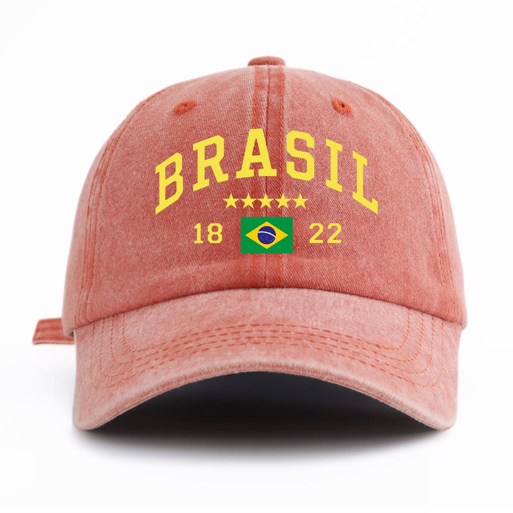 1 шт. Стильная washed бейсболка BRASIL для взрослых, минималистичный ретро-стиль, повседневная, мягкая, регулируемая, кепка для папы, идеальна в качестве подарка