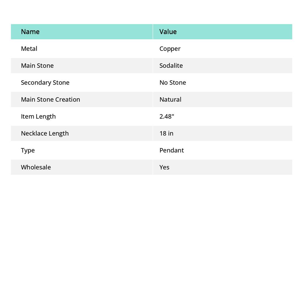 Натуральный драгоценный камень содалит, подарочная подвеска ручной работы из медной проволоки, 2,48 дюйма, E9Y16