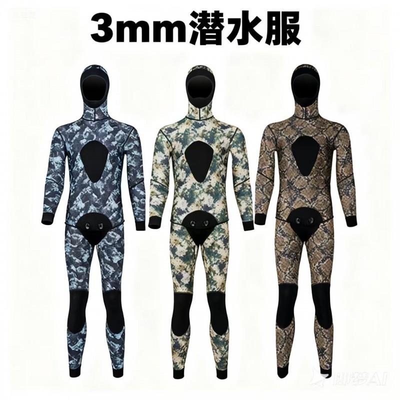 3mm Neoprene Wetsuit Separates Camo Pattern Surfing Snorkeling Diving Swimming Men Adult Thermal Warm Water Sport Gear
