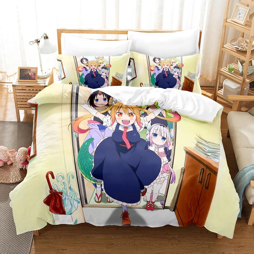 Anime The maid dragon of Kobayashi-san Bedding Set Boys Girls Twin Queen Size Duvet Cover Pillowcase Bed Kids Adult Home Textile