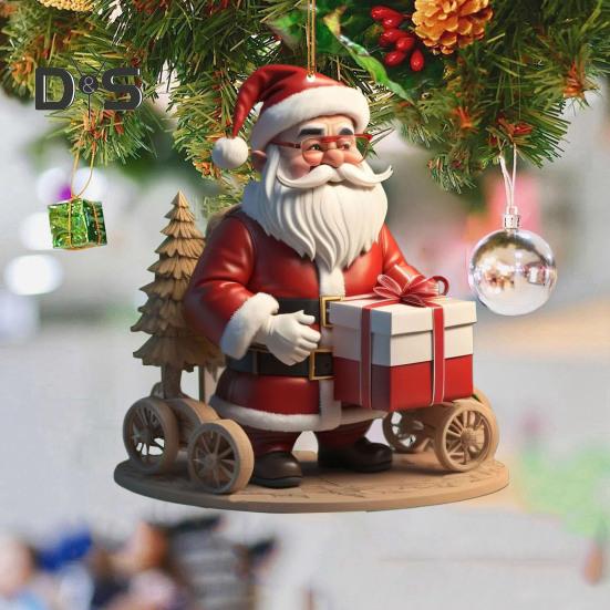 1 пара подвесок Санта-Клауса, акриловые цветные подвесные рождественские украшения, классический Санта, праздничный декор, подарки для друзей и семьи