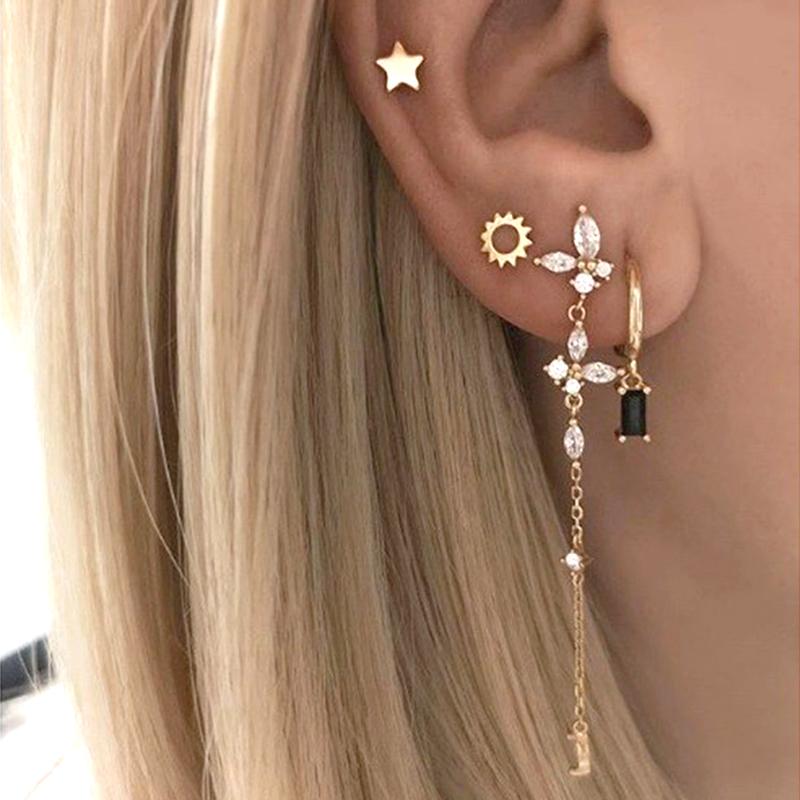 Изысканные серьги-гвоздики из серебра 925 пробы с белым цирконом для женщин, геометрические серьги с длинной цепочкой и кисточками, роскошные украшения