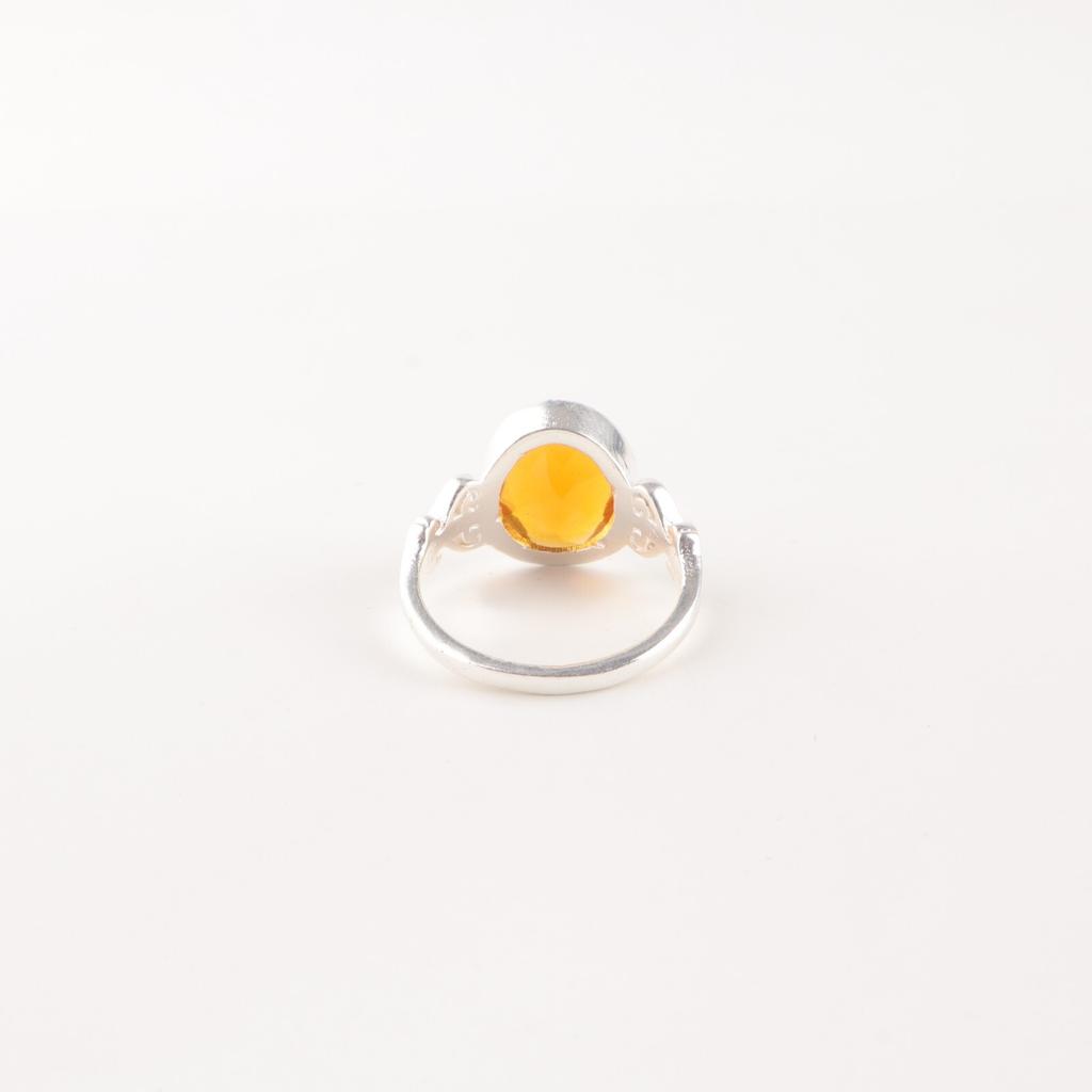 Цитрин Драгоценный камень 925 Стерлинговое серебро Ювелирные изделия Ручной работы Кольцо для подарка на годовщину RR-66-17