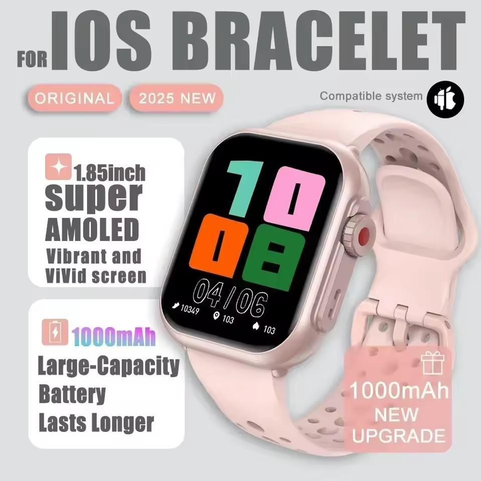 Новые умные часы 1000 мАч Длительное время работы от аккумулятора Для мужчин Женщин Фитнес Спорт Bluetooth-вызов Водонепроницаемые 1,85-дюймовые Полноценный сенсорный экран Умные часы