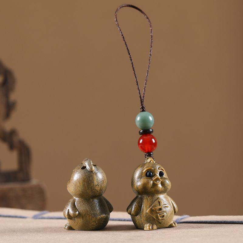 Auspicious Green Sandalwood Dragon Zodiac Cartoon Keychain & Universal Phone Lanyard