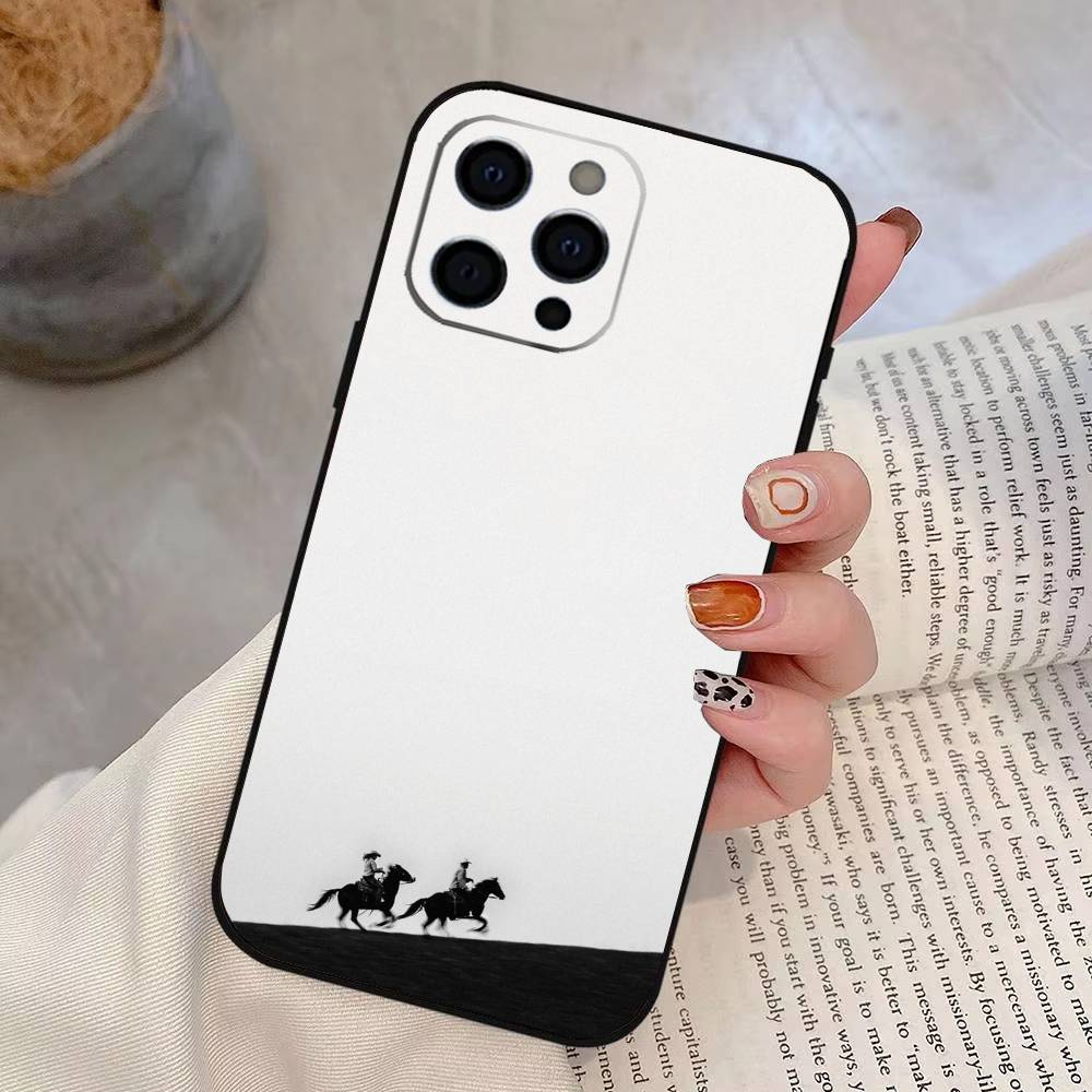 Чехол в стиле западного ковбоя для iPhone 17, 16, 15, 14, 13, 12, 11 Plus, Pro Max, XS, Мягкий силиконовый черный чехол