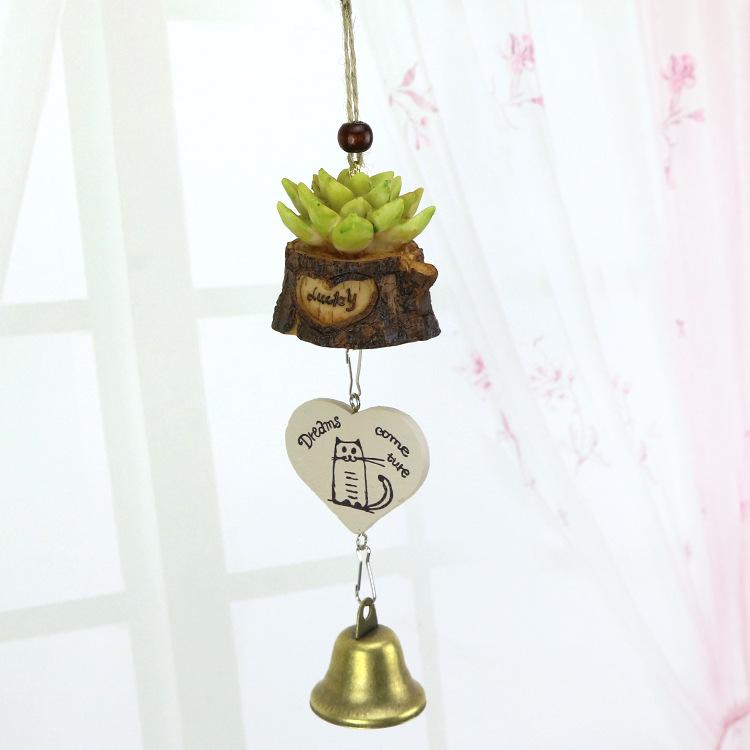 Creative Potted Plants Simulation of Pucculents Wrought Iron Metal Wind Chimes Ornaments Bells Birthday Gifts