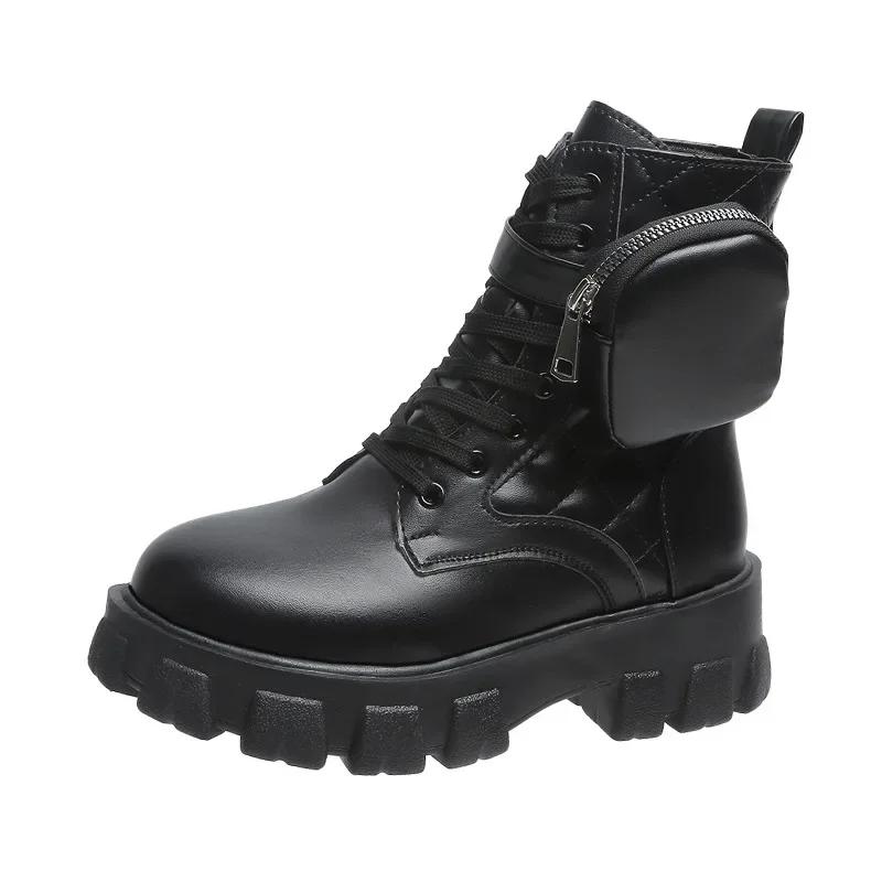 Модные ботильоны Sapatos Feminino, новинка, мотоциклетные ботинки на танкетке, женские туфли на платформе со шнуровкой, белые кожаные туфли-оксфорды, женские ботинки, женская сумка