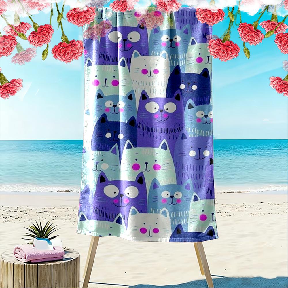 Colorful Cartoon Cats Beach Towel Beach towel quick-drying for travel outdoor sports jogging beach and swimming