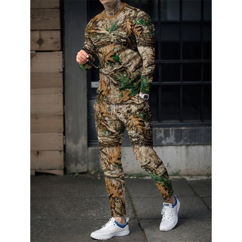 Мужской модный novelty набор пижамы и домашней одежды с граффити, осенний мужской повседневный комплект: футболка с длинным рукавом, уличные модные брюки