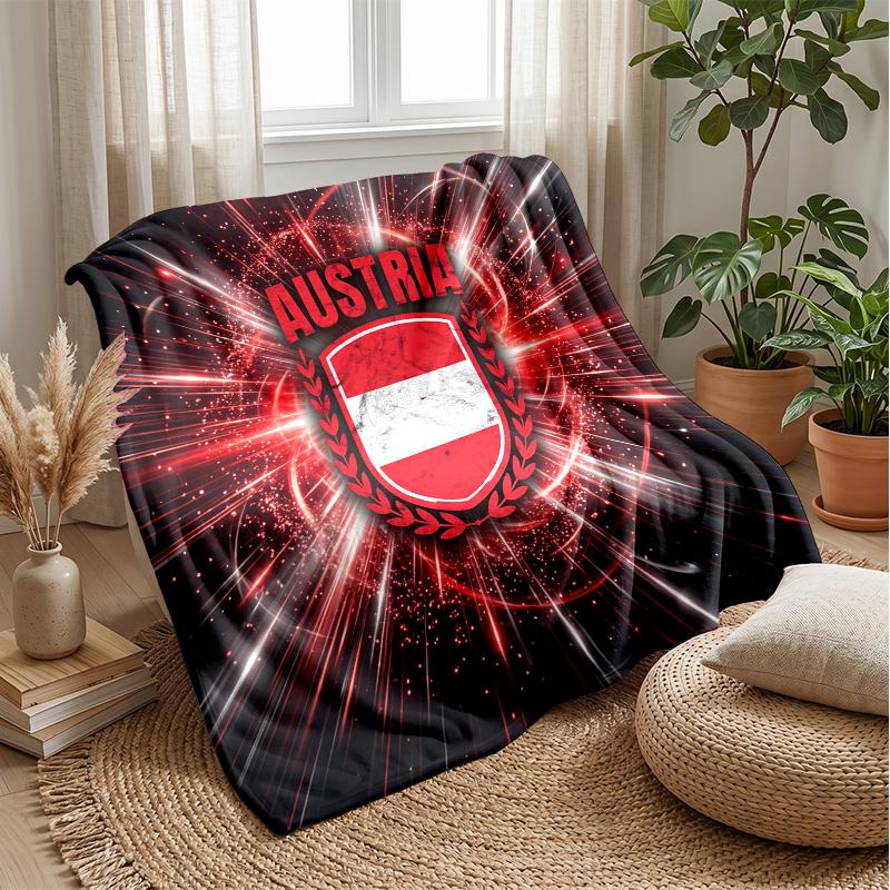 Austria Football Printed Flannel Blanket Skin Friendly Warm Decorative Throw for Indoor Couch Bed Daily Use