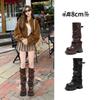 Thick-soled Belt Buckle Western Boots Women's New Versatile Mopping Boots Pleated Pile Boots Medium and Long Tube Pants Tube Boots